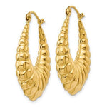 Charger l&#39;image dans la galerie, 14K Yellow Gold Shrimp Scalloped Hollow Classic Hoop Earrings 25mm
