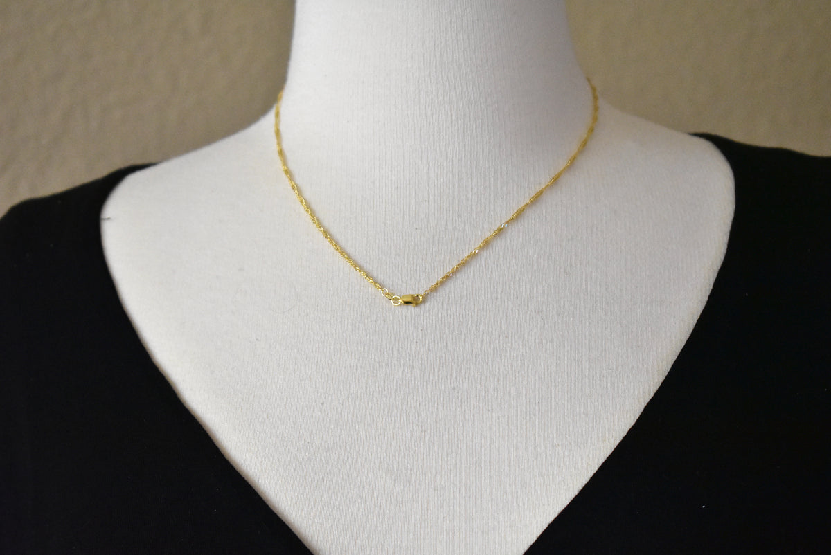 10k yellow gold 1.7mm singapore twisted bracelet anklet choker necklace pendant chain