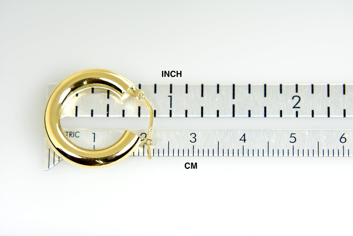 14k yellow gold classic round hoop earrings 20mm x 4mm