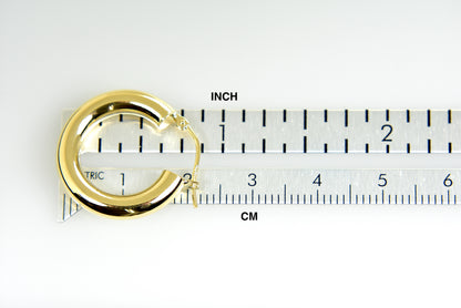 14k yellow gold classic round hoop earrings 20mm x 4mm