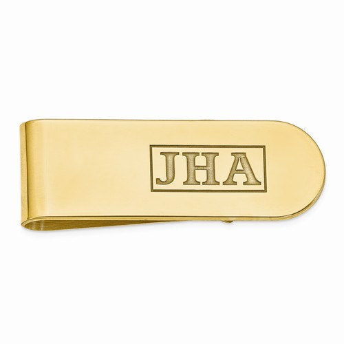 14k yellow white gold or sterling silver money clip custom order personalized monogram