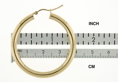 14k yellow gold classic round hoop earrings 38mm x 4mm