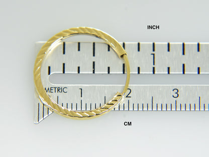 14k yellow gold diamond cut square tube round endless hoop earrings 20mm x 1.35mm