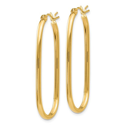 14k yellow gold large oval tube hoop earrings 40mm x 17mm x 2mm