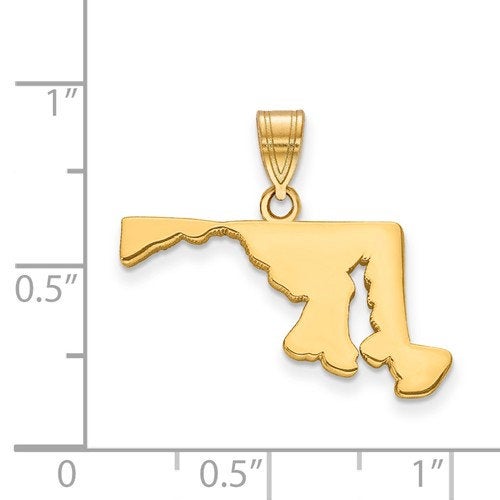 14k gold or sterling silver maryland md state map pendant charm personalized monogram