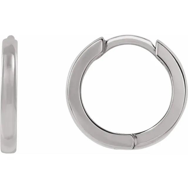 Platinum 14K Solid Yellow Rose White Gold 10mm Classic Round Huggie Hinged Hoop Earrings