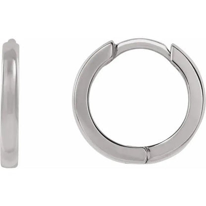platinum 14k solid yellow rose white gold 10mm classic round huggie hinged hoop earrings