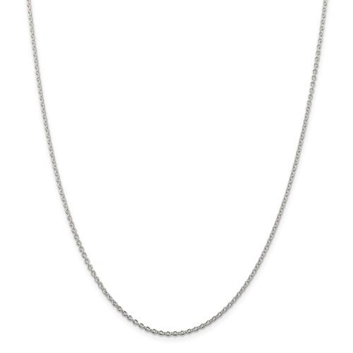 Sterling Silver Rhodium Plated 1.95mm Cable Necklace Choker Pendant Chain