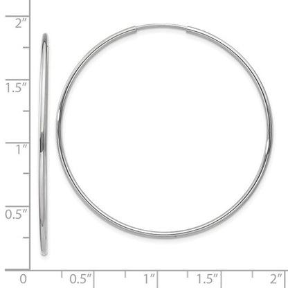 14k white gold large round endless hoop earrings 42mm x 1.20mm