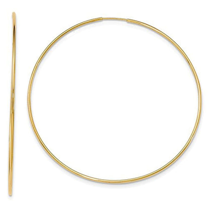 14k yellow gold  extra large endless round hoop earrings 70mm x 1.20mm