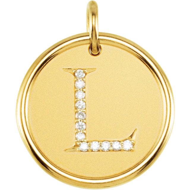 14k yellow rose white gold genuine diamond uppercase letter l initial alphabet pendant charm custom made to order engraved personalized