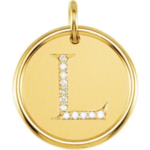 14K Yellow Rose White Gold Genuine Diamond Uppercase Letter L Initial Alphabet Pendant Charm Custom Made To Order Engraved Personalized