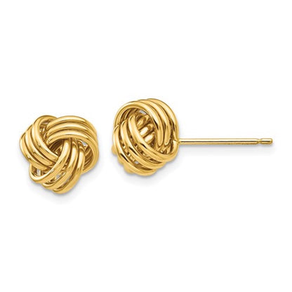 14k yellow gold 9mm classic love knot post earrings