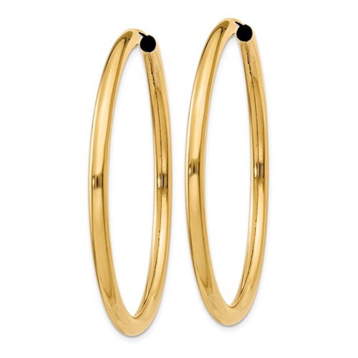 14k Yellow Gold Round Endless Hoop Earrings 45mm x 2.75mm