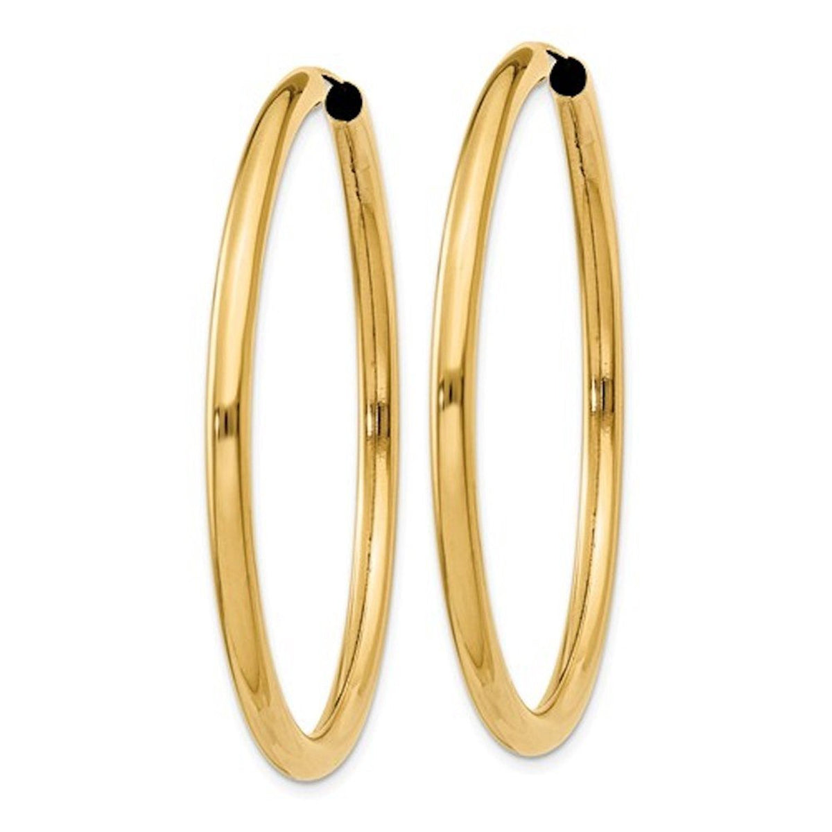 14k yellow gold round endless hoop earrings 45mm x 2.75mm
