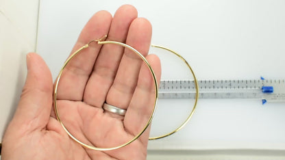 14K Yellow Gold Classic Round Extra Large Hoop Earrings 73mm x 2mm