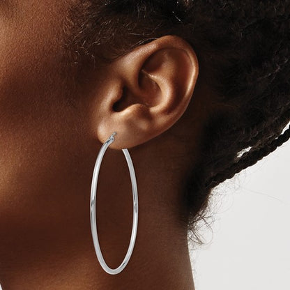 14k white gold 2.13 inch classic round hoop earrings 54mmx2mm