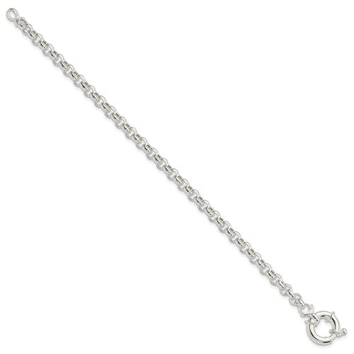 sterling silver 4mm fancy link rolo bracelet chain spring ring clasp 7 inches