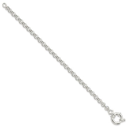 sterling silver 4mm fancy link rolo bracelet chain spring ring clasp 7 inches