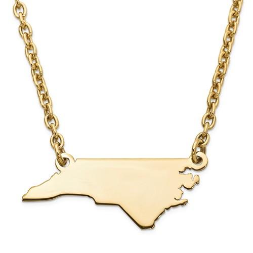14k gold or sterling silver north carolina nc state name necklace personalized monogram