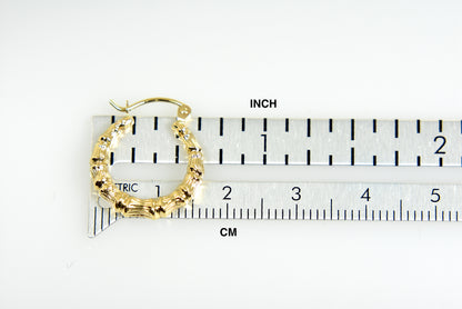 14k yellow gold bamboo hoop earrings 16mm