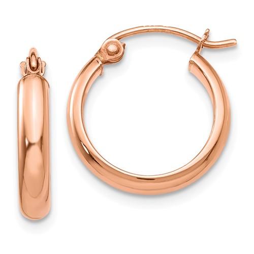 14k rose gold classic round hoop earrings 15mm x 2.75mm