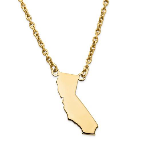 14k gold or sterling silver california ca state necklace personalized monogram