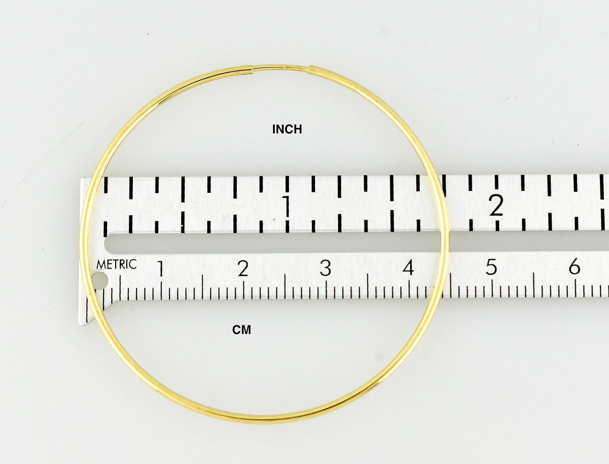 14k yellow gold extra large endless round hoop earrings 45mm x 1.25mm