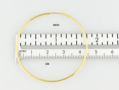 14k yellow gold extra large endless round hoop earrings 45mm x 1.25mm