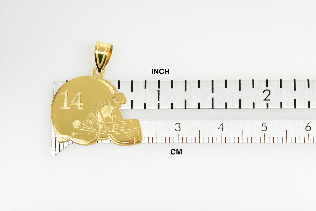 14k 10k gold sterling silver football helmet personalized pendant