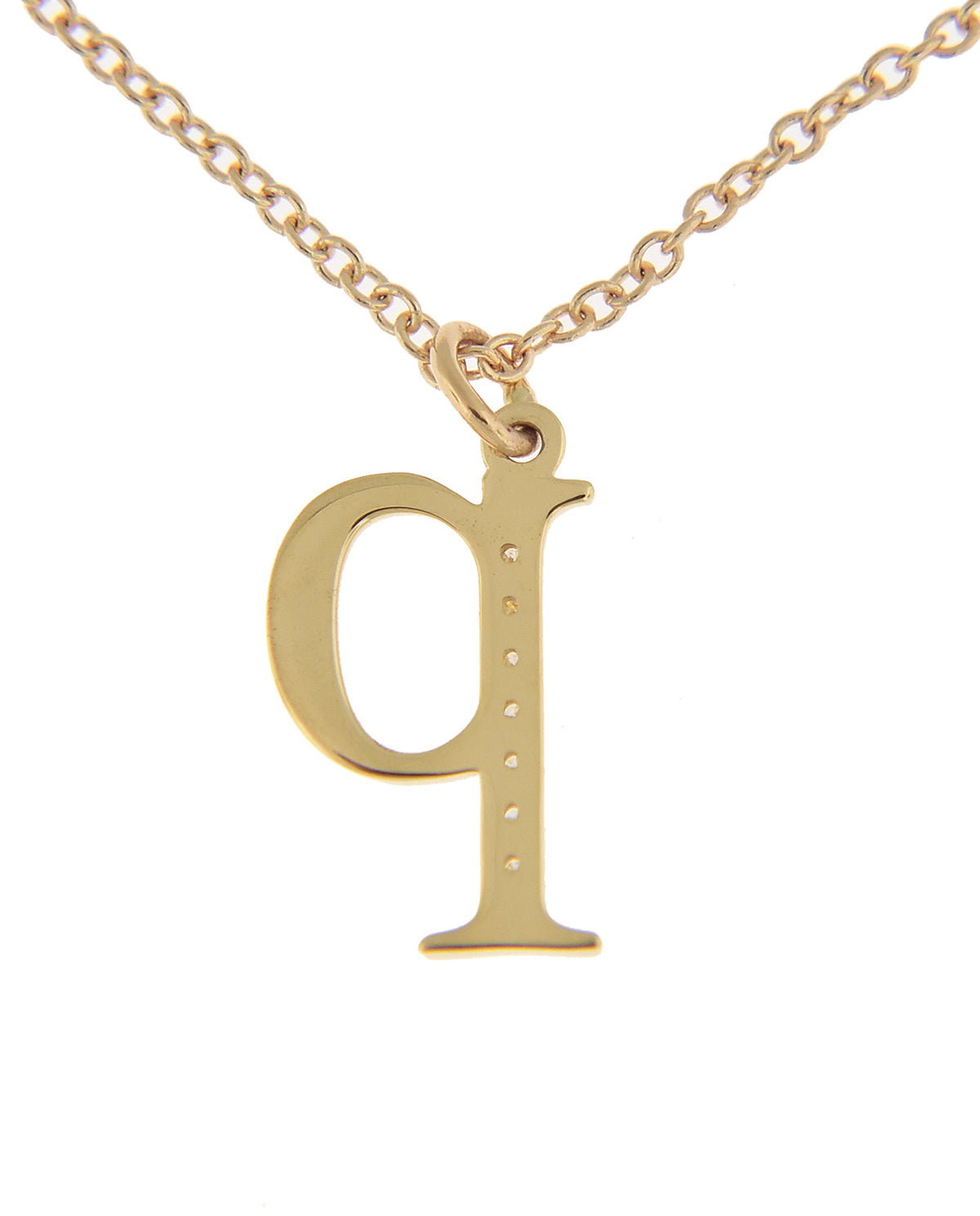 14k yellow rose white gold .04 ctw diamond tiny petite lowercase letter p initial alphabet pendant charm necklace