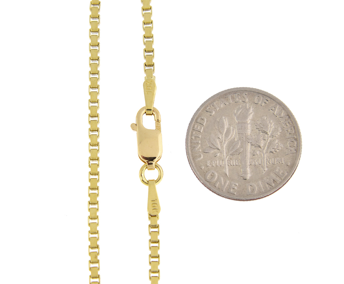 10k yellow gold 2mm box bracelet anklet choker necklace pendant chain