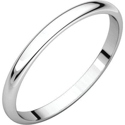 14k white gold 2mm wedding anniversary promise ring band half round light
