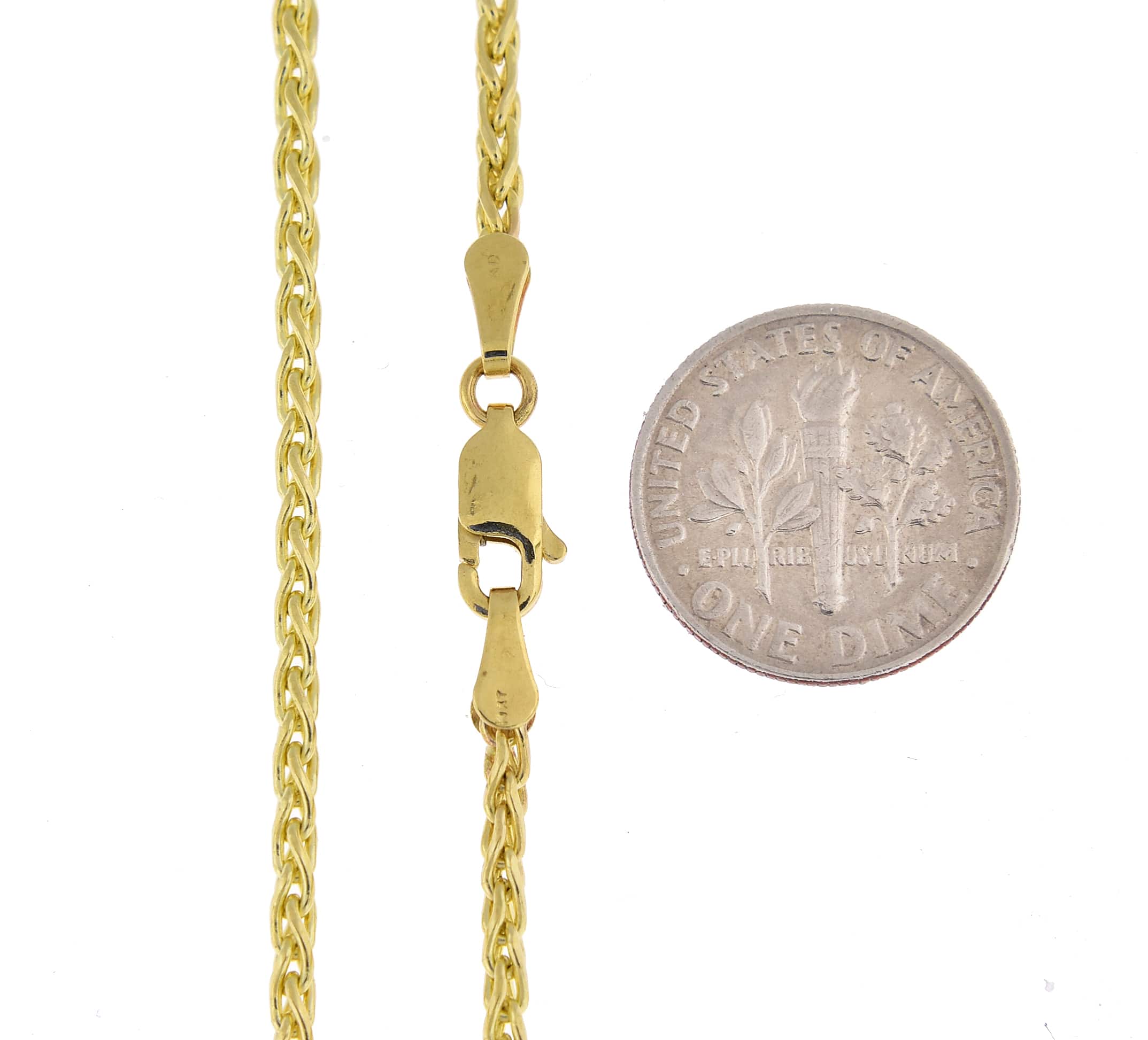 14K Yellow Gold 2.25mm Parisian Wheat Bracelet Anklet Choker Necklace Pendant Chain