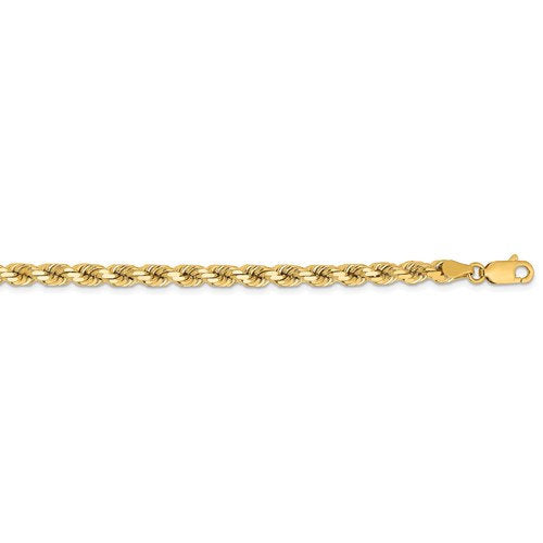 14K Solid Yellow Gold 4.25mm Diamond Cut Rope Bracelet Anklet Necklace Pendant Chain