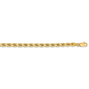 14K Solid Yellow Gold 4.25mm Diamond Cut Rope Bracelet Anklet Necklace Pendant Chain