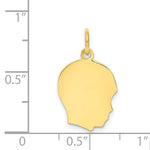 Load image into Gallery viewer, 10K Solid Yellow Gold 13mm Boy Head Silhouette Engravable Disc Pendant Charm Engraved Personalized Initial Name Monogram
