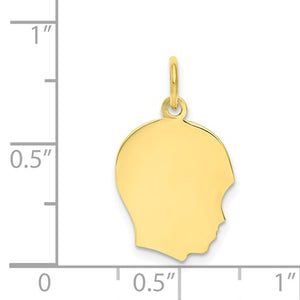 10K Solid Yellow Gold 13mm Boy Head Silhouette Engravable Disc Pendant Charm Engraved Personalized Initial Name Monogram