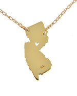 Load image into Gallery viewer, 14k Gold 10k Gold Silver New Jersey NJ State Map Necklace Heart Personalized City
