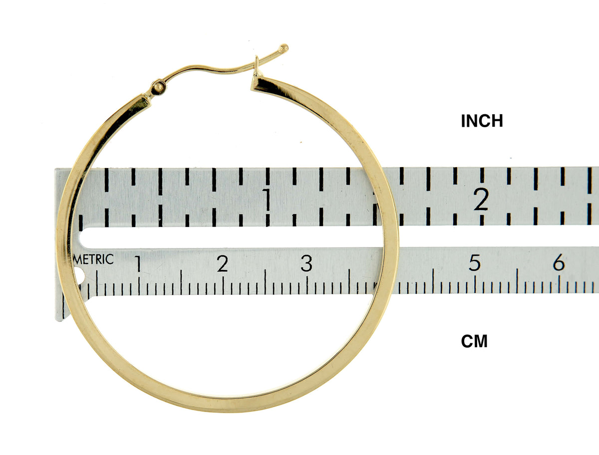 14k yellow gold square tube round hoop earrings 40mm x 2mm