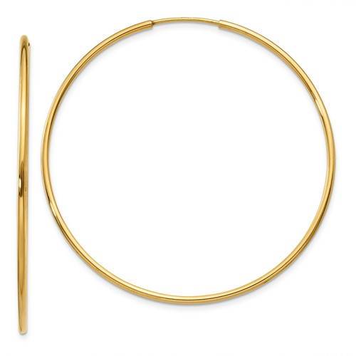 14k Yellow Gold Extra Large Endless Round Hoop Earrings 45mm x 1.25mm