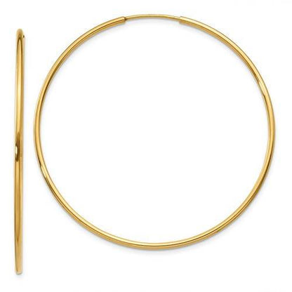 14k yellow gold extra large endless round hoop earrings 45mm x 1.25mm