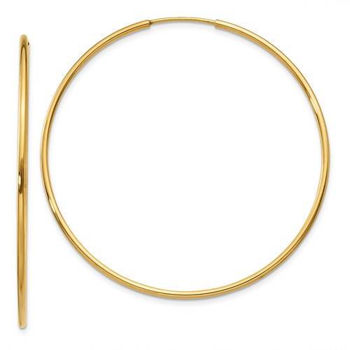14k yellow gold extra large endless round hoop earrings 45mm x 1.25mm