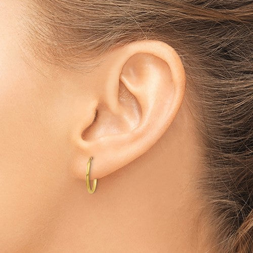 14k yellow gold round endless hoop earrings 12mm x 1.25mm