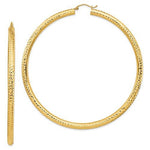 Charger l&#39;image dans la galerie, 14K Yellow Gold Extra Large Sparkle Diamond Cut Classic Round Hoop Earrings 79mm x 4mm
