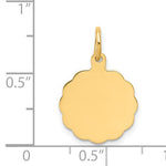 Lataa kuva Galleria-katseluun, 14K Yellow Gold 13mm Scalloped Disc Pendant Charm Personalized Engraved Monogram
