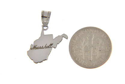 14k gold or sterling silver west virginia wv state map pendant charm personalized monogram