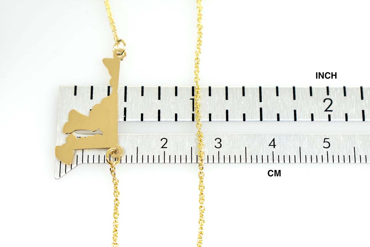 14k gold or sterling silver maryland md state name necklace personalized monogram