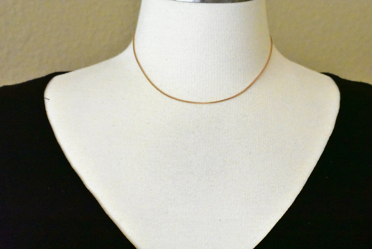 14k rose gold 1.2mm diamond cut spiga wheat bracelet anklet choker necklace pendant chain
