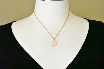14k 10k yellow rose white gold diamond silver maine me state map personalized city necklace